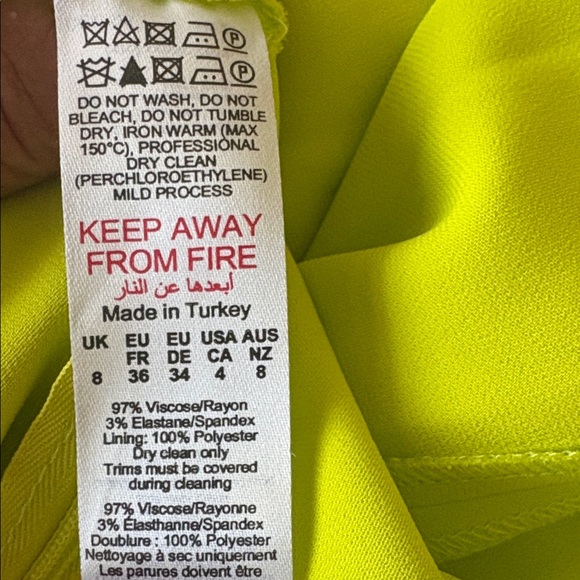 Karen Millen Petite Compact Viscose Tailored Waterfall Midi Dress Lime Size 4 - Picture 12 of 13